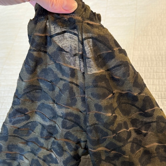 Vintage Y2K leopard print green ruffled leggings Urban Mango sheer s/m - Picture 3 of 6